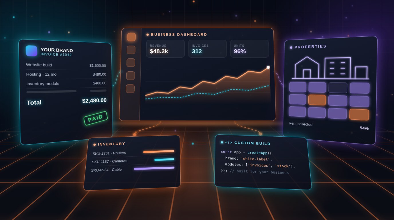 Custom Web Applications - Invoicing, Inventory and Property Management Dashboards
